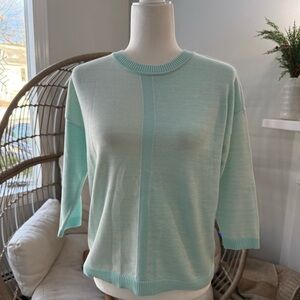 Edinburgh Knitwear Mint Pima Cotton Colorblock Sweater Small Spring Classic
